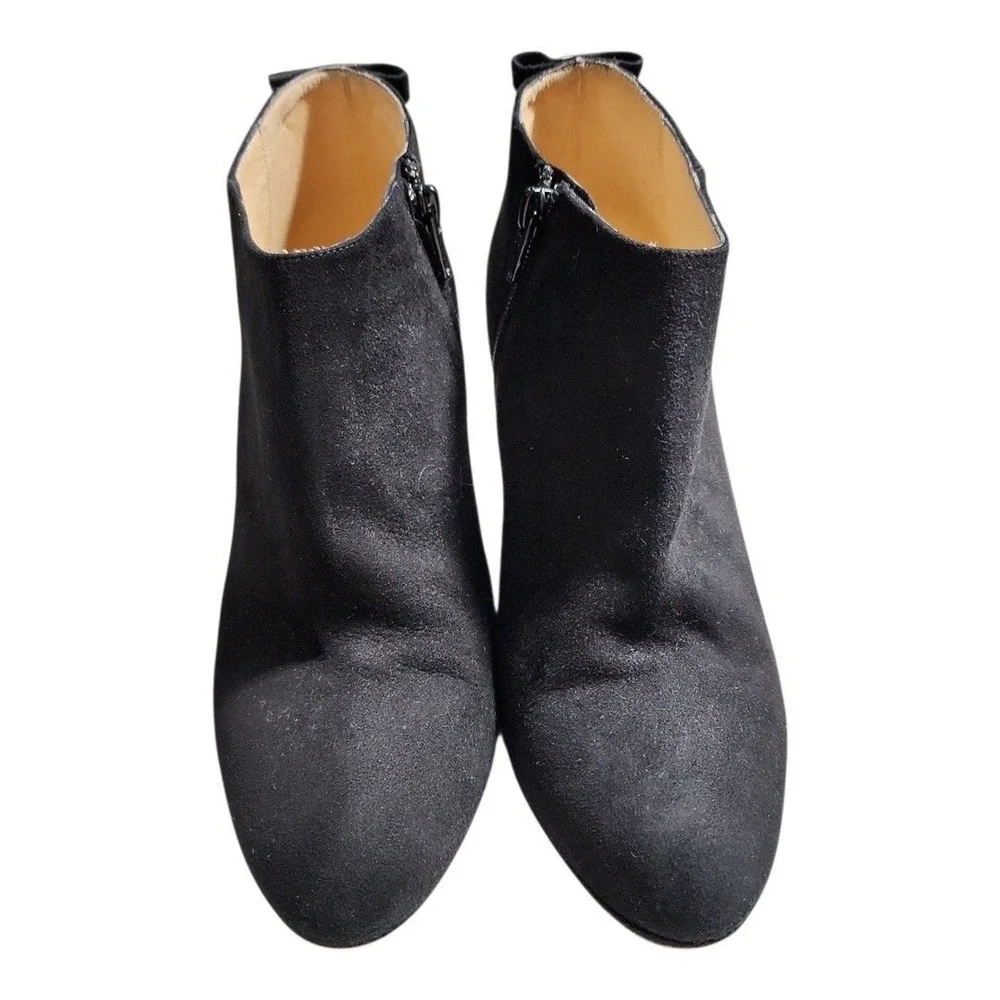 Kate Spade Ankle Boots Women 8 Black Gold Heel Suede Designer Luxury Designer